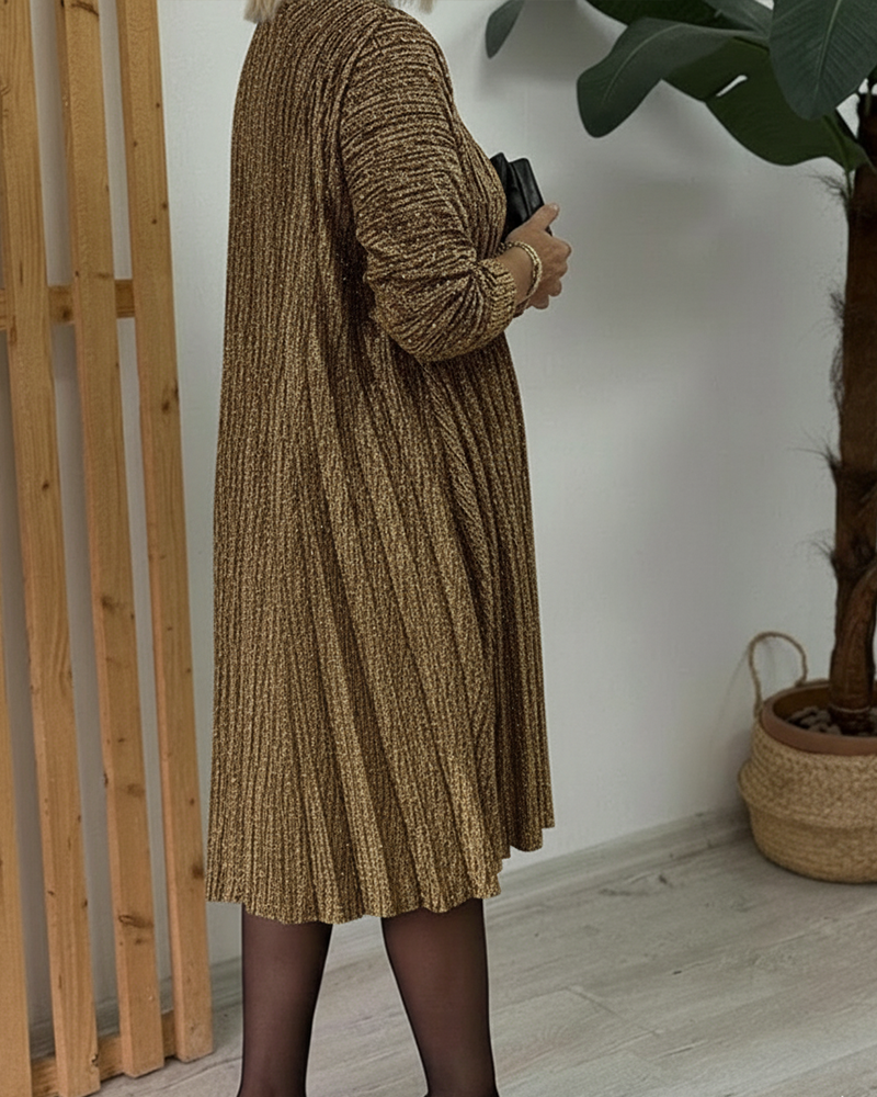 Kjole Rund Halsudskæring Glitrende Plisseret Mode