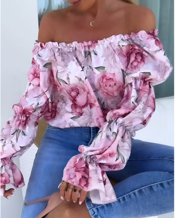 Farverig off-shoulder top
