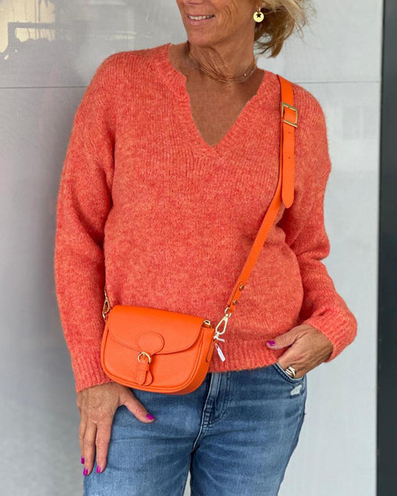 Solid farve v-hals pullovers