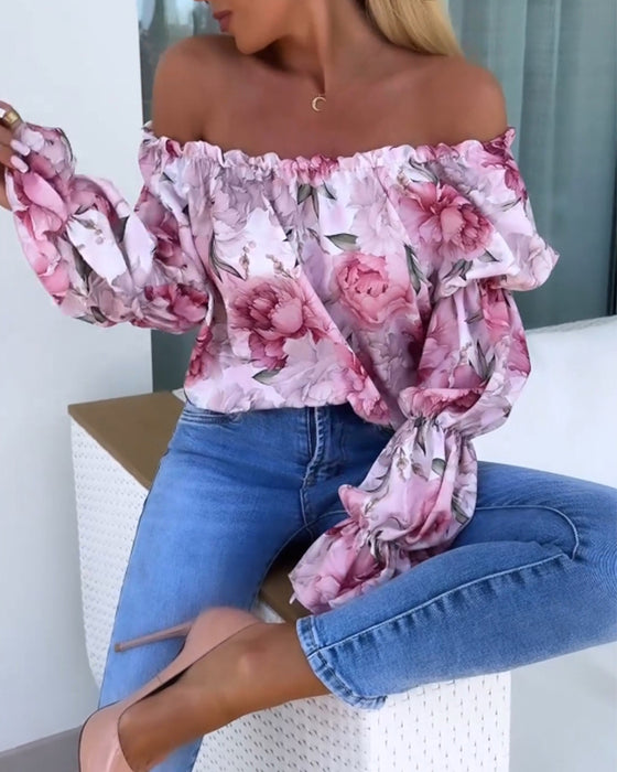 Farverig off-shoulder top