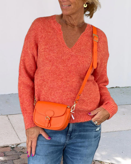 Solid farve v-hals pullovers