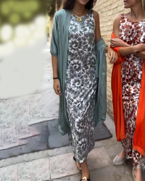 Elegant to-delt sæt med vintageprint