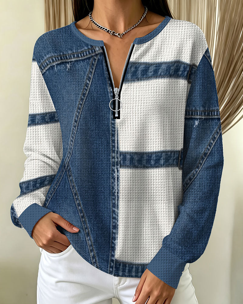 Top Halv Lynlås Casual Design