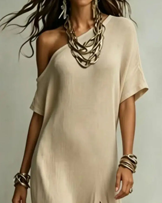Kjole Off-Shoulder Slids Flagermus Ærme