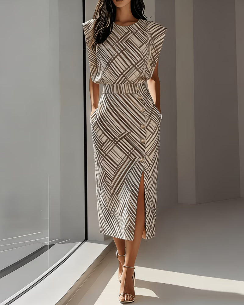 Kjole Geometrisk Talje Elegant