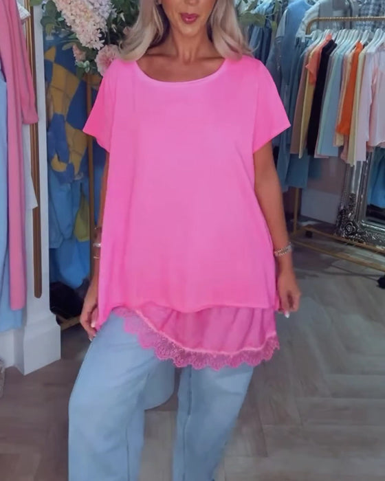 T-shirt Blonde Splejset Kort Ærme