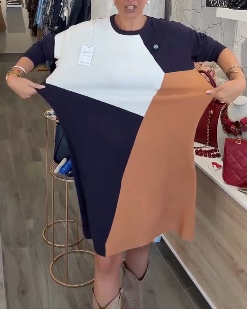 Kjole Stilfuld Løstsiddende Farveblokeret