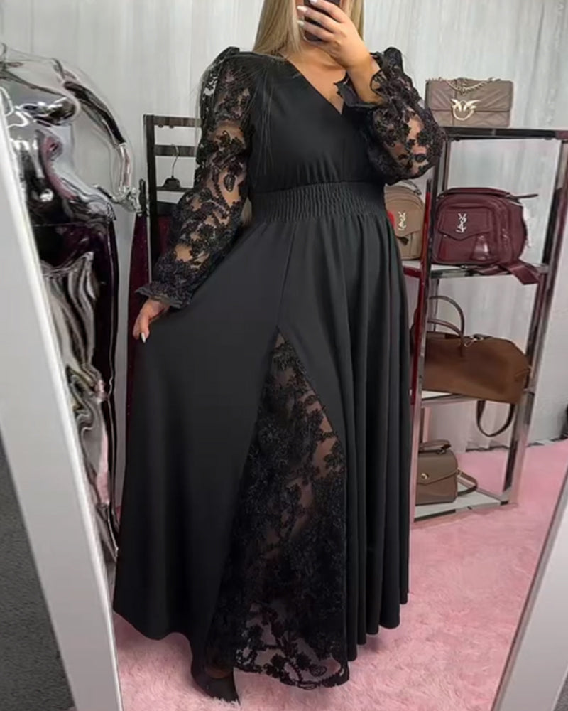 Kjole Knipling Stitching V-Hals A-Snit