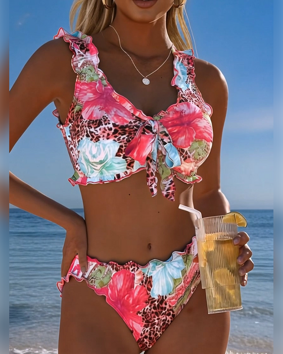 Bikinis Blomstret Leopard Lapværk
