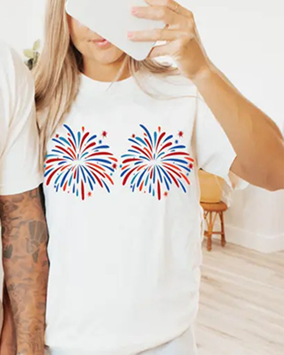 Trykt Casual T-Shirt Med Rund Hals