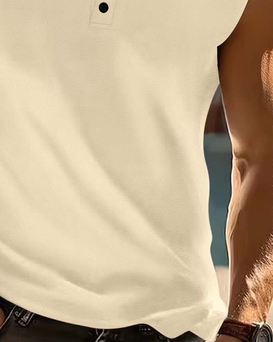 Tanktop Mænd Henley Ensfarvet Sport