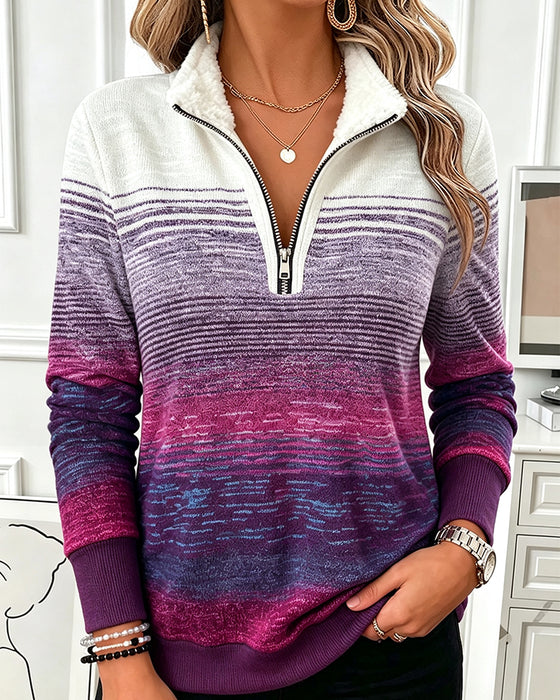 Sweatshirt Halv Lynlås Gradient Ståkrave