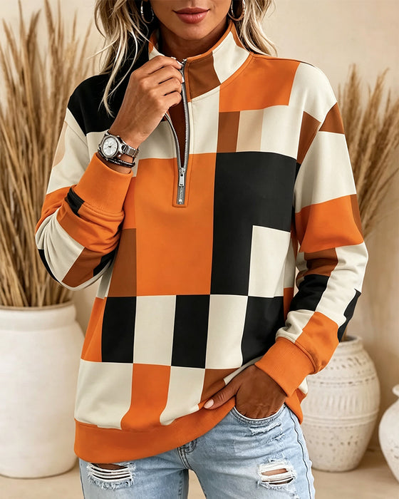 Sweatshirt Langærmet Stående Krave