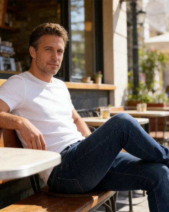 Jeans Herre Afslappet Ensfarvet