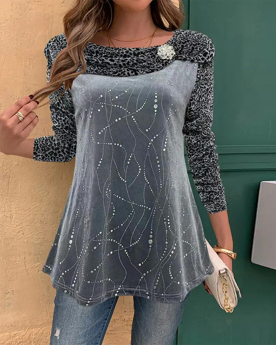 Langærmet Top Med Leopardprint