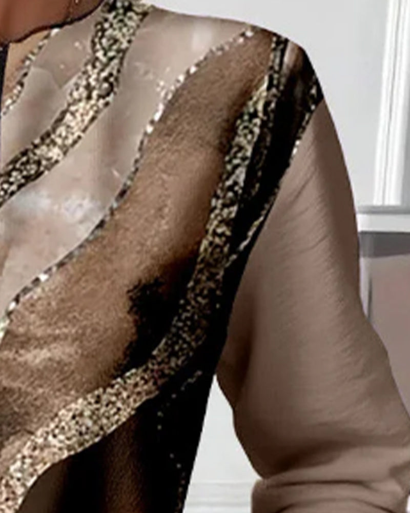 Sweatshirt Med Halv Lynlås Og Vintageprint