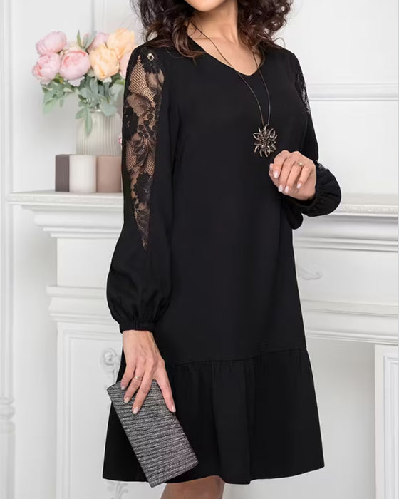 Kjole Mesh Patchwork V-hals