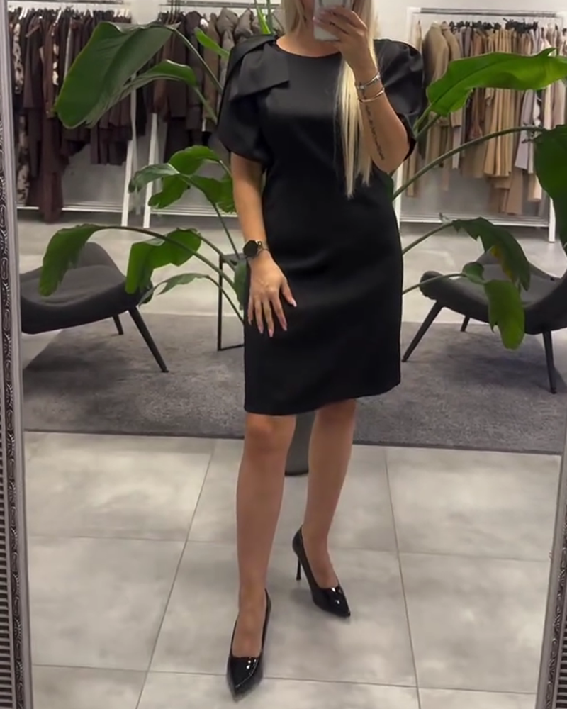 Kjole Boble Kortærmet Rund Halsudskæring