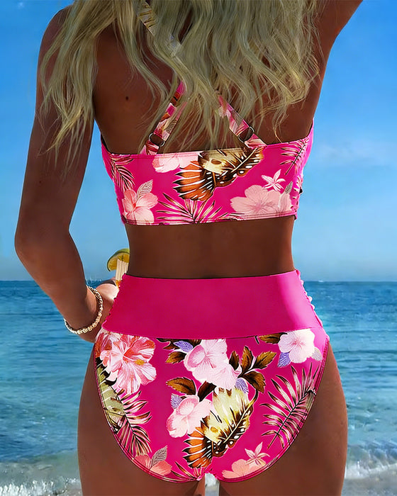 Bikini Kontrast Blomstret Split