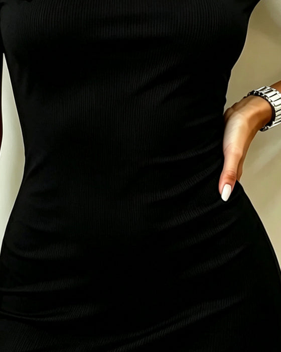 Kjole Off-Shoulder Spænde Kort Ærme