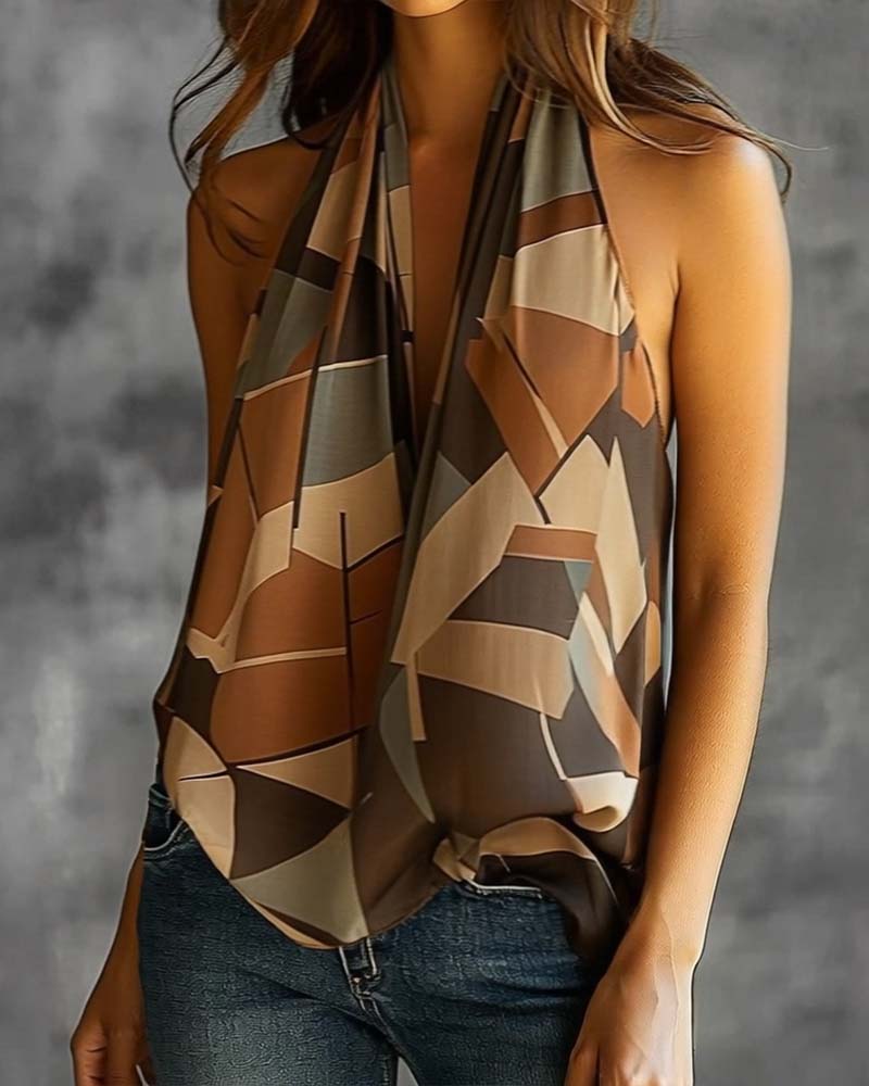 Tanktop Elegant Trykt Ærmeløs