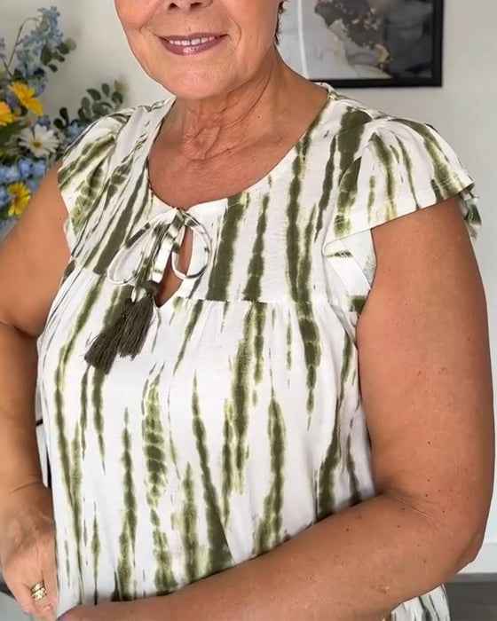Bluse Lotusblad Ærmer Kvast Tie-Dye