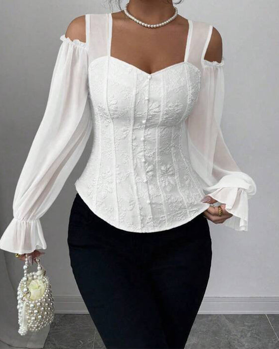 Bluse Off-Shoulder Lang Ærme Talje