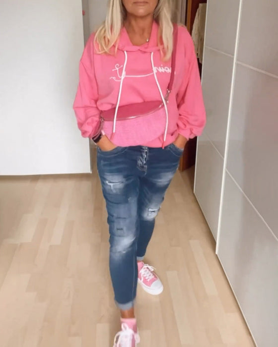 Løse hættetrøjer med ankerprint