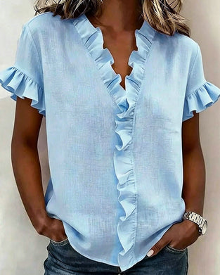 Bluse Foryngende Krave V-hals