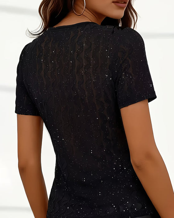 T-Shirts V-Hals Kors Paljet Slim-Fit
