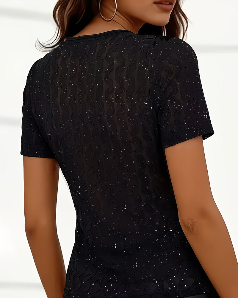 T-Shirts V-Hals Kors Paljet Slim-Fit