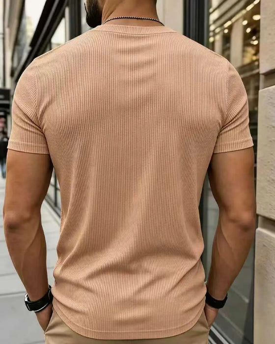 T-Shirt V-Hals Ribbet Solid Farve Herre