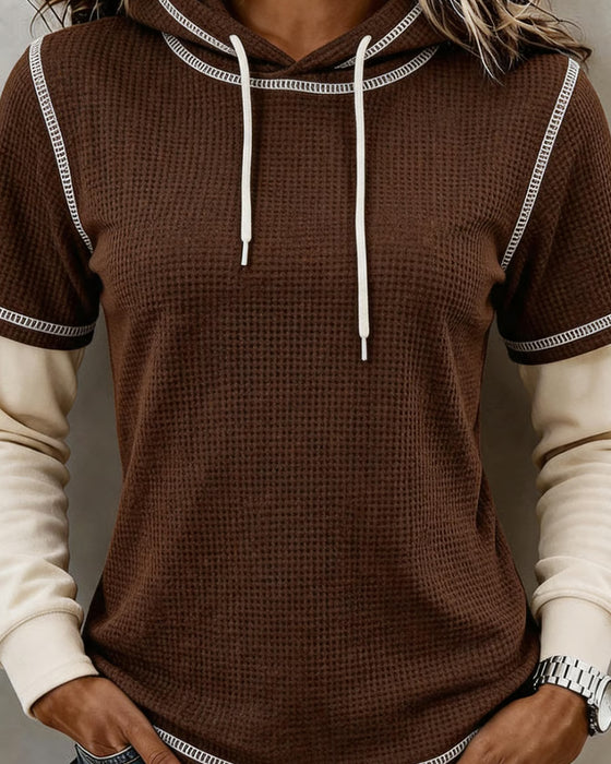 Hoodie Vaffel Farveblok 2 I 1