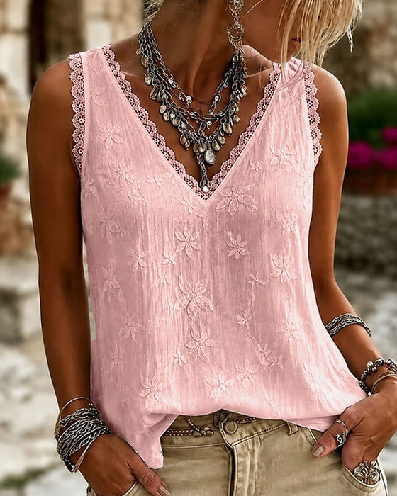 Tanktop V-Hals Enfarvet Blonder