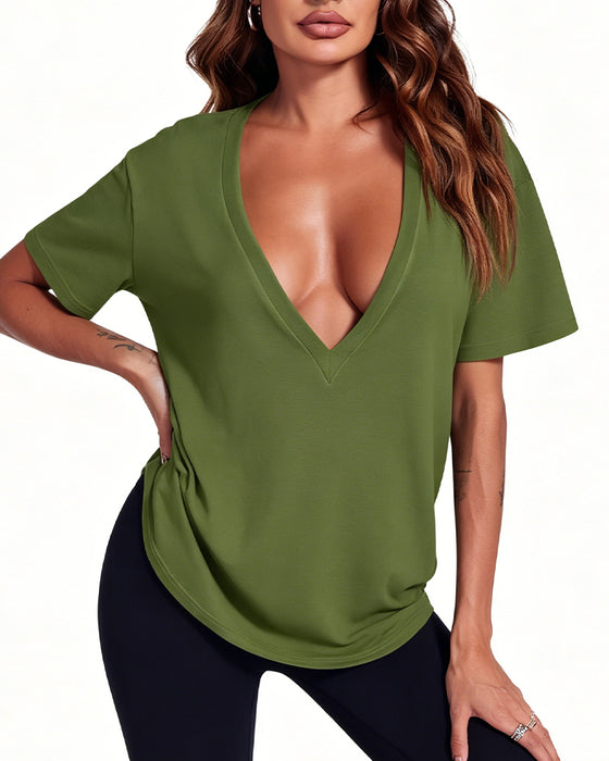 T-Shirt Kvinder Sexet Dyb V-Hals