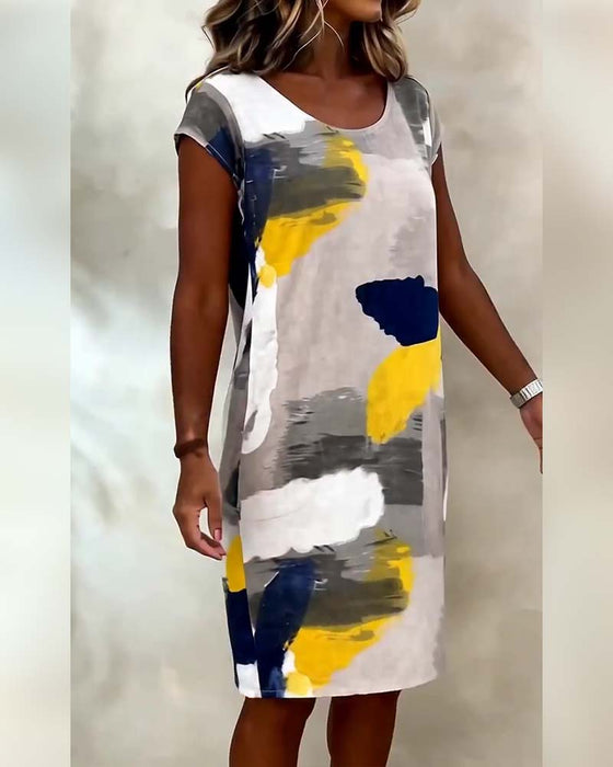 Kjole Rund Hals Tie-Dye Trykt