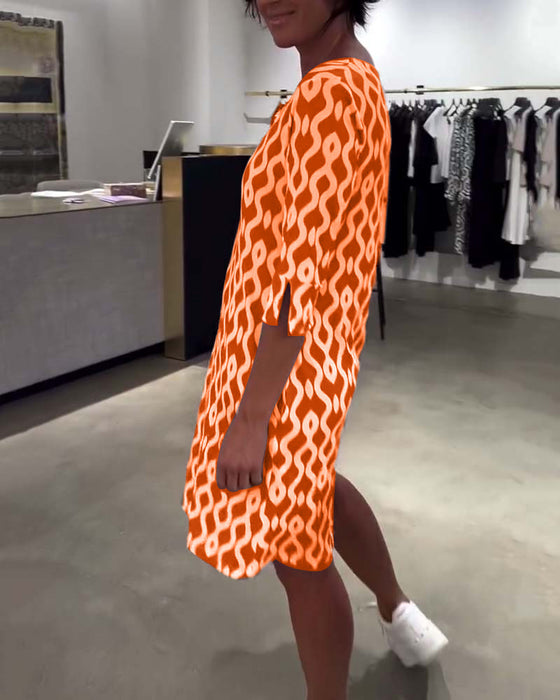 Kjole Ståkrave Mellemlang Trykt