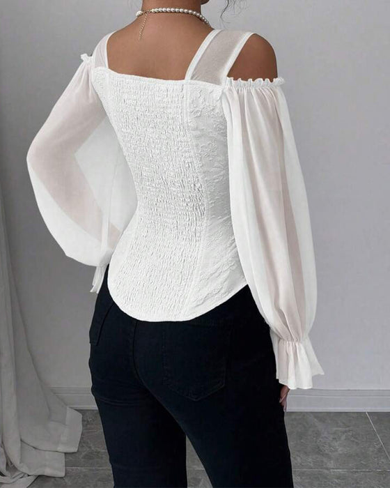 Bluse Off-Shoulder Lang Ærme Talje