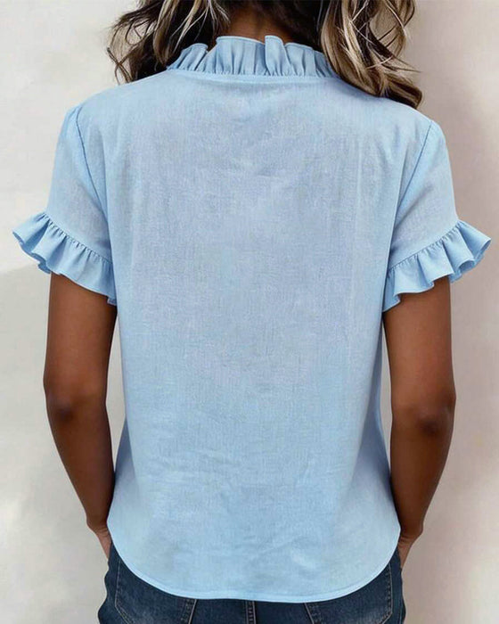 Bluse Foryngende Krave V-hals