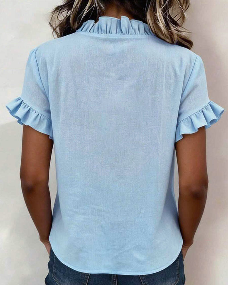 Bluse Foryngende Krave V-hals