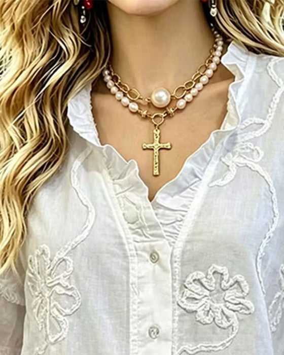 Bluse Frynset Kant Pufærme