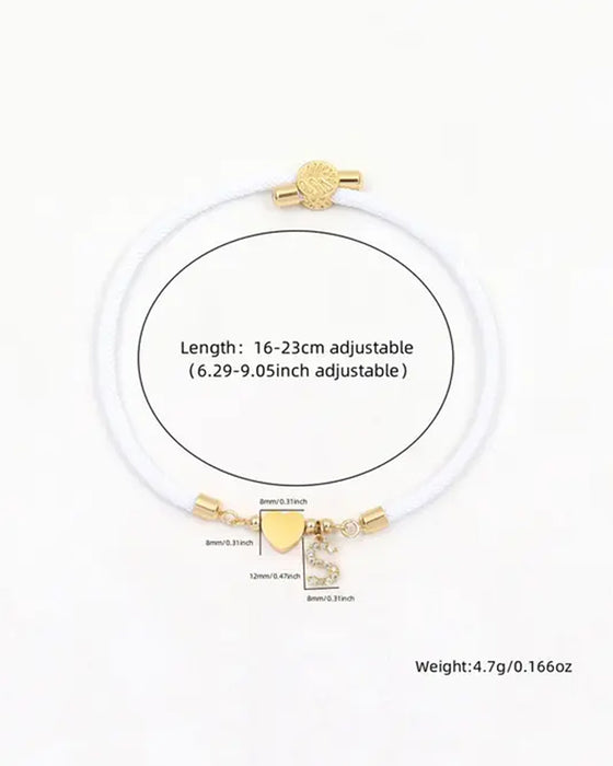 Initialt Hjerte Charm Link Modearmbånd