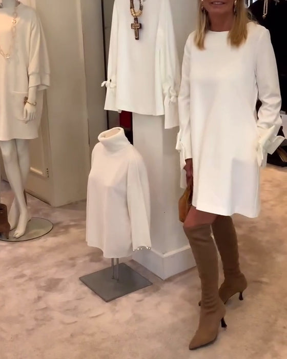 Kjole Modigt Rund Hals Sløjfe Ærme