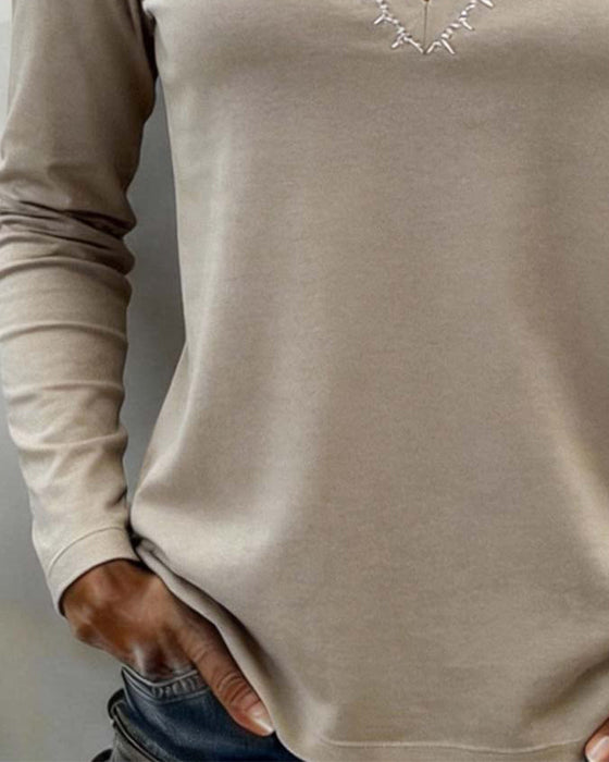 Topp V-Hals Ensfarvet Stilfuld Casual