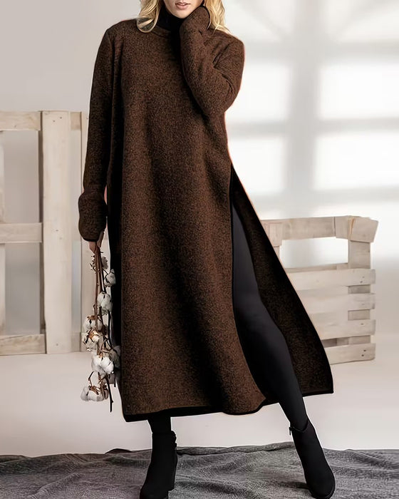 Kjole Casual Varm Sideslit Lang