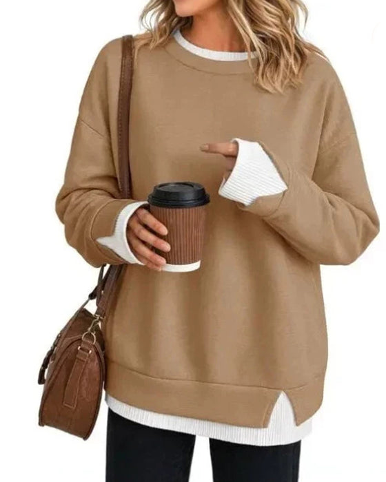 Sweatshirt Falsk Lagdelt Løs Lang Ærme