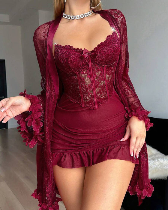 Kjole Blonde Cover-Up Spaghettistropper Blondekant Pyjamas