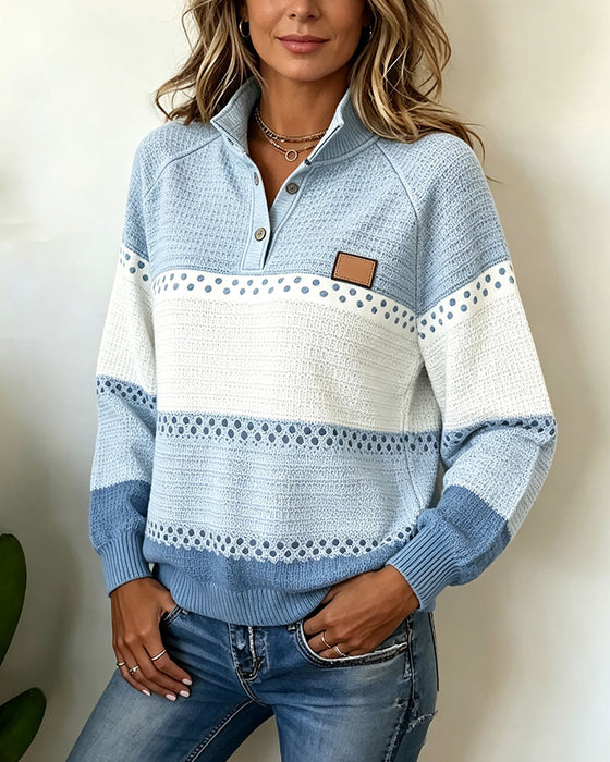 Sweatshirts Stående Krave Knap Casual