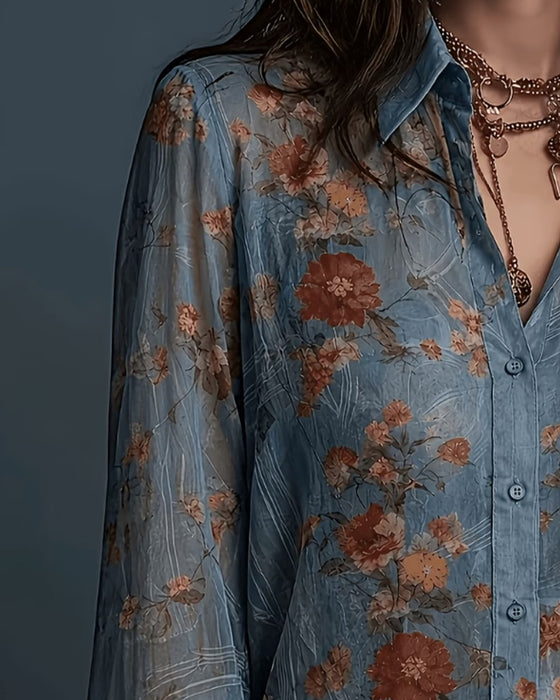 Bluse Blomstret Ruffle Slag