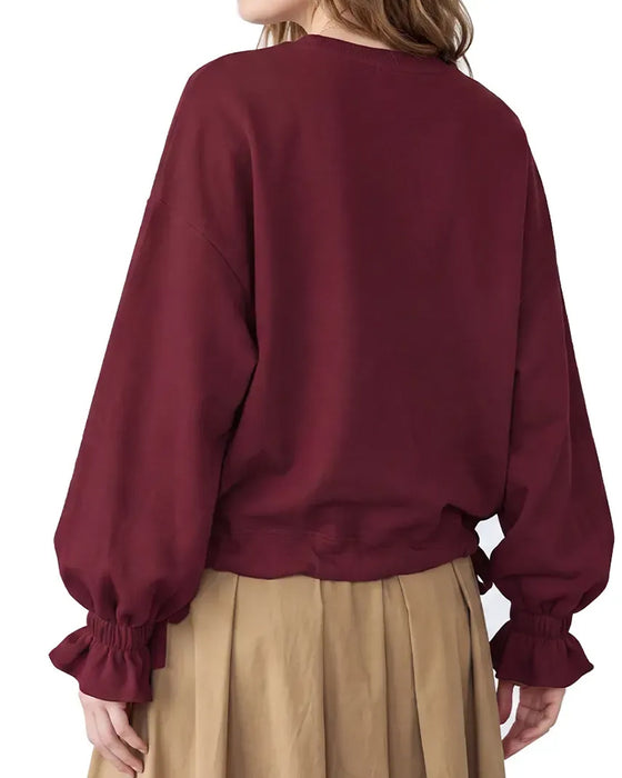 Sweatshirt Rund-Hals Rynke Bind Elastisk